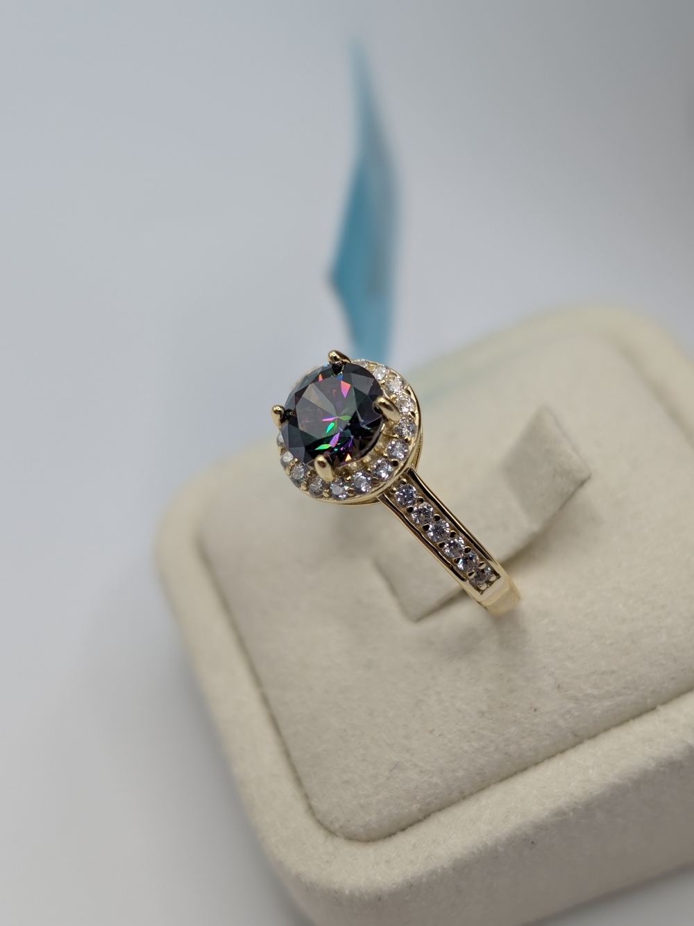 NWT Mystic Topaz Halo Ring Gold Plated 925 Sterling Silver Size 8